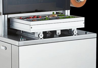 Automatic Vertical Tray Sealer with Food Grade 304 Stainless Steel and 6061 Anodized Aluminum Mold for Modified Atmosphere Packaging