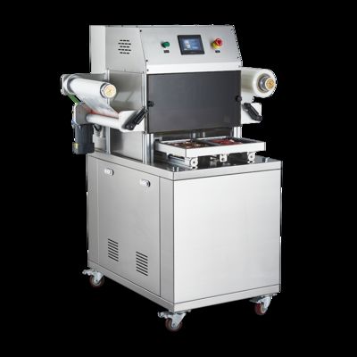 MAP 포장을 위한 식품 등급 304 스테인리스 스틸 및 6061 양극 산화 알루미늄 몰드를 갖춘 완전 자동 진공 스킨 포장기