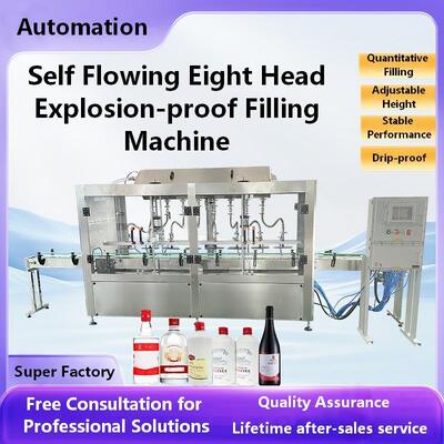 Manufacturer Customized Full-automatic Self Flow Eight Head Explosion-proof Filling Machine CH-GZ800 Screw Cap Labeling Production Line